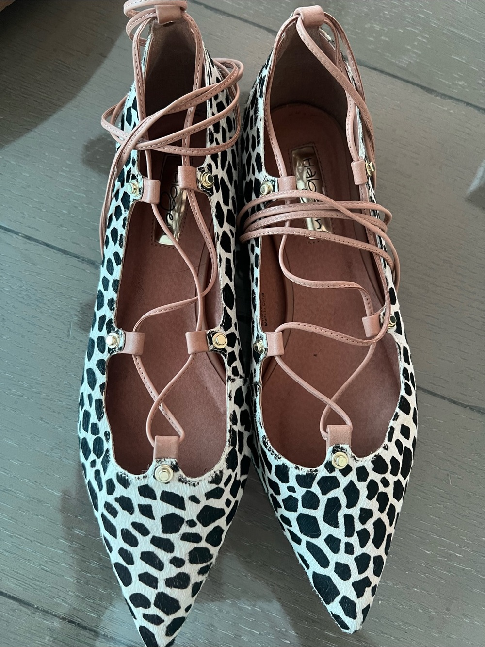 Halogen Giraffe Print Lace Up Flats